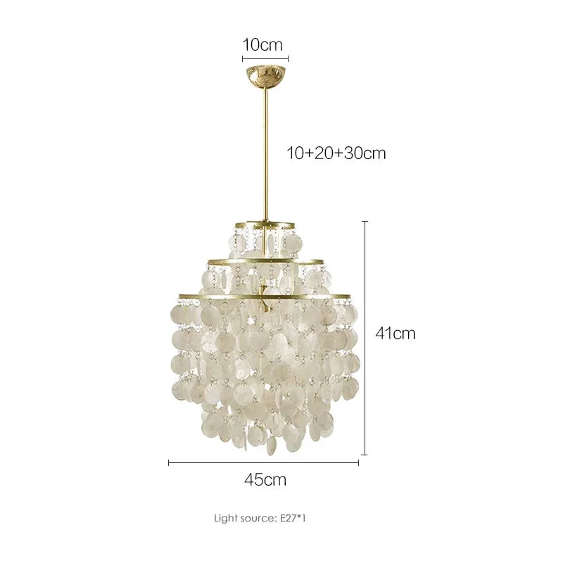 Suspension lumineuse moderne fer blanc coquillage superposé éolienne élégante chambre restaurant