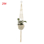 suspension murale macramé boho plante corde coton annneau métallique blanc artisanalintérieur jardin