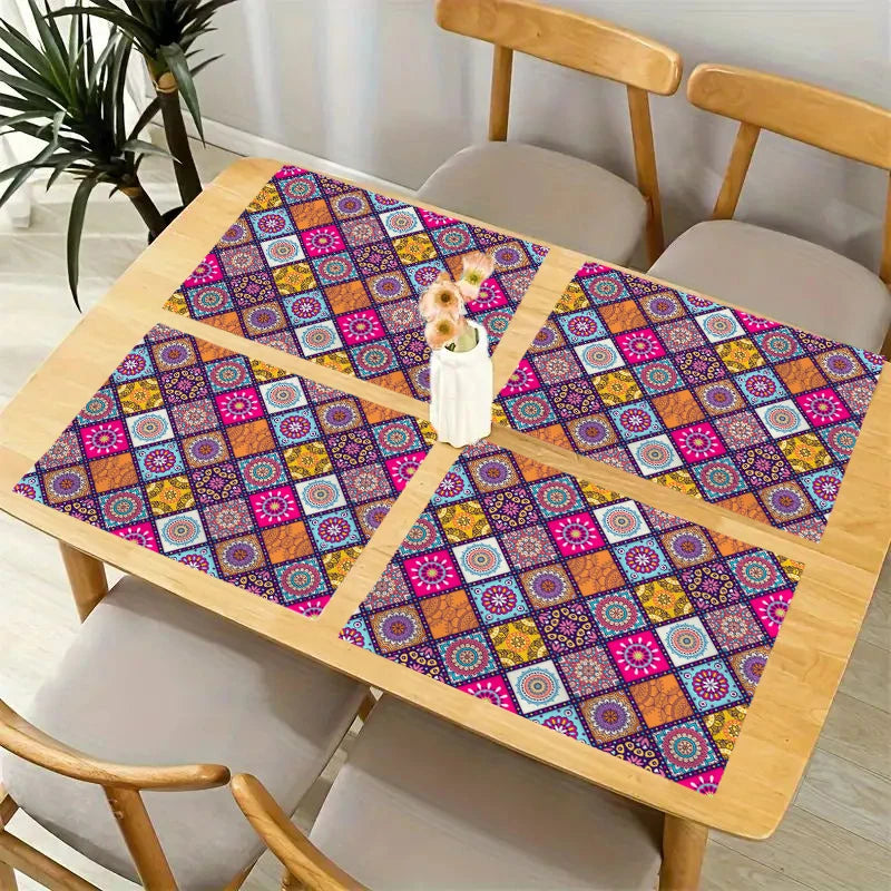 tapis table boho chic multicolore motifs floraux géométriques 30x40cm