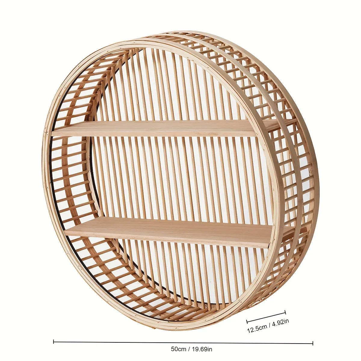étagère murale circulaire bois naturel bohème ethnique compartiments vases plante grimpante décoration murale vintage