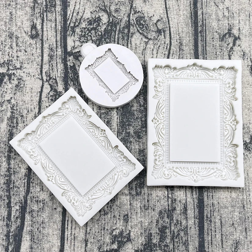 cadres decoratifs silicone blanc ornements baroques classiques motifs artistiques decors gateaux