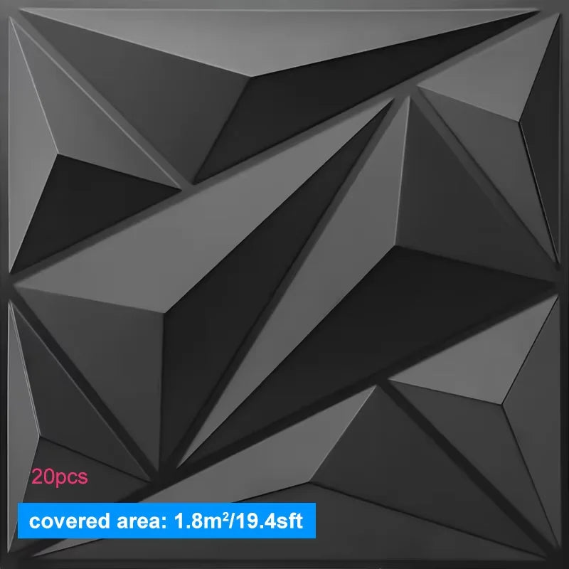 panneaux murals 3d triangles geometriques noir gris moderne adhesifs pieces decoration intérieure salon chambrehôtel