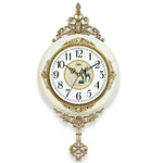 horloge murale baroque quartz aiguilles 30cm blanc doré salon unique