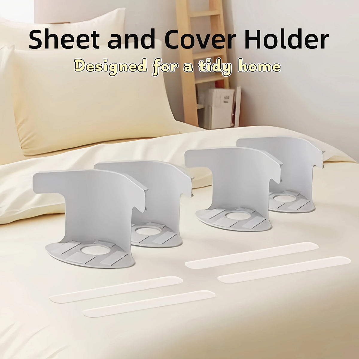 supports draps adhésifs transparents gris clair moderne fixations lits minimalistes