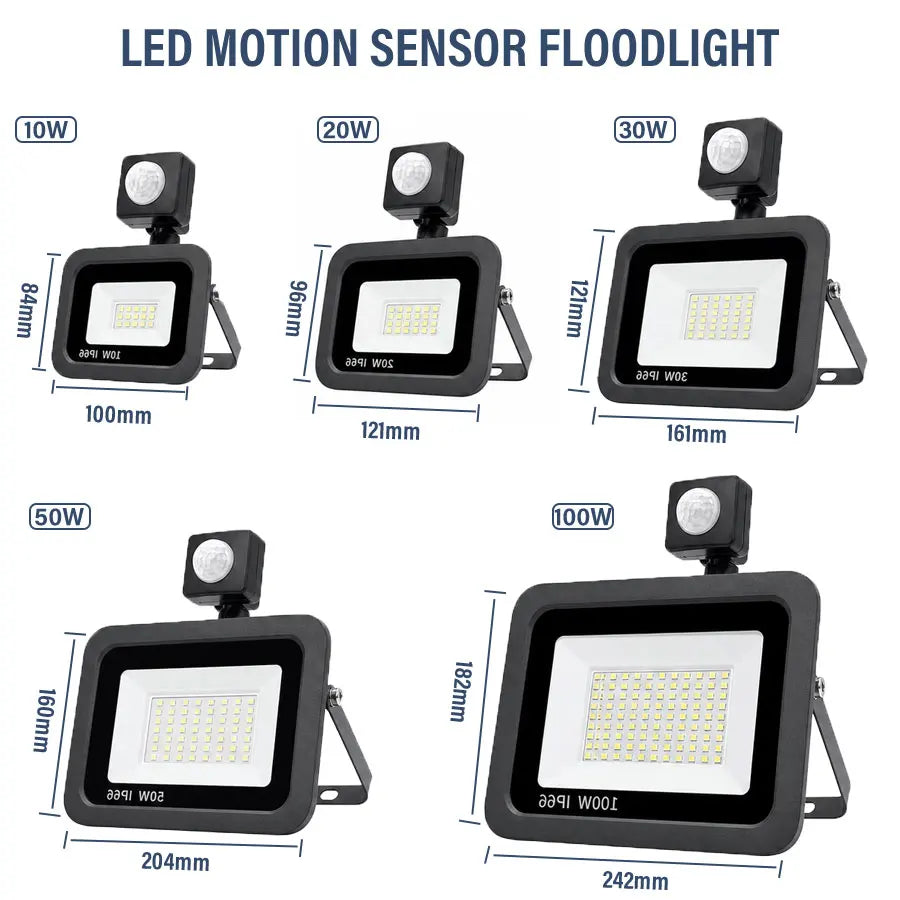 projecteur led détecteur mouvement sol noir moderne ip66 100w inondante contemporain