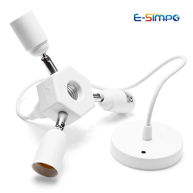 adaptateur led e27 blanc moderne vis splitter cable électrique fixations opaques