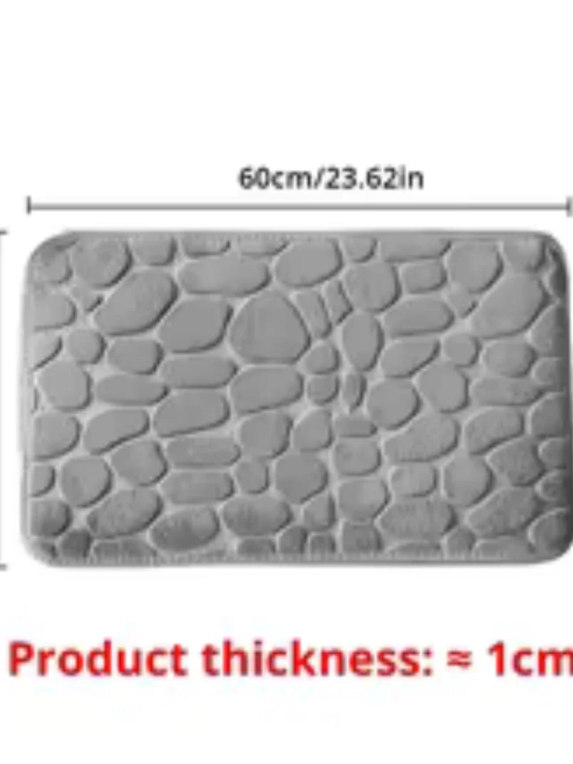 tapis bain rose clair gris moderne texture cailloux microfibre antidérapant salon salle bain
