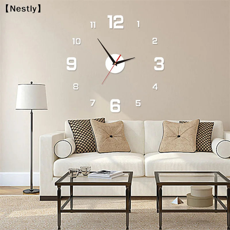 horloge murale moderne adhésive stickers numéros 12 noir blanc rouge doré chambre bureauhôtelécole