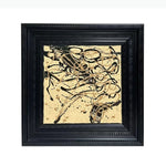 tableau moderne abstrait noir beige gris blanc marbré taches cadre toile salon décoration