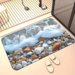 tapis sol moderne plage galets vague bleu clair blanc gris beige