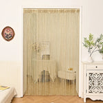 rideau porte transparent franges decoratif or violet rose moderne chambre