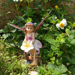 statues fées décoratives résine colorées ailes translucides robes ornées fleurs accessoires pastoralesextérieurintérieur