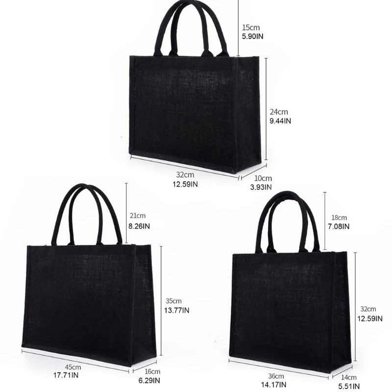 sac main jute noir utilitaire réutilisable pliable mariage festif organisateur cadeaux