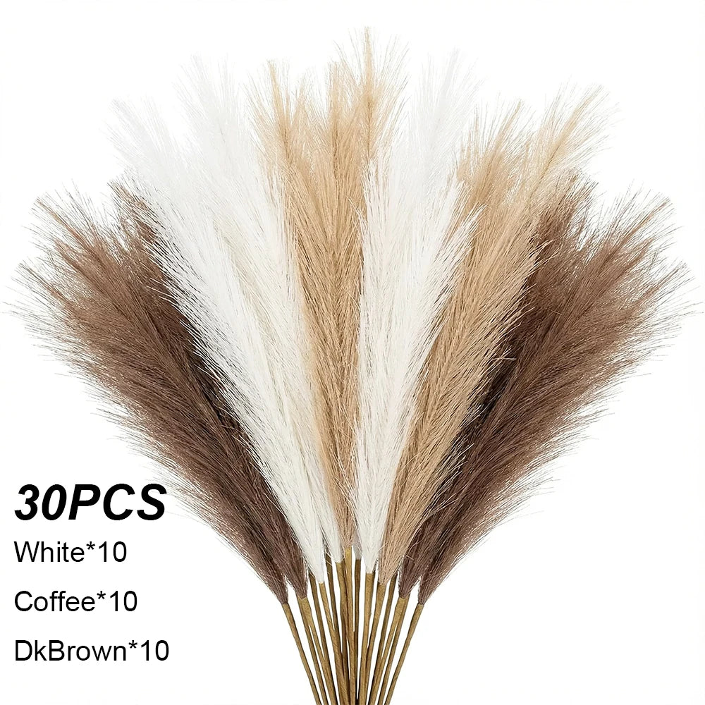 plumes artificielles boho chic decoration maison vase blanc fleurs soie couleur mixteintérieur minimaliste
