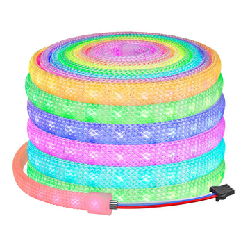 tube néon flexible led rgbic 60 diodes vert blanc bleu rose jaune tissé moderne
