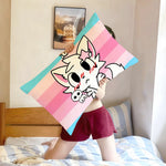taie d'oreiller imprimée chat dessin animé cute kawaii suspension blanc rose bleu cartoon decorative
