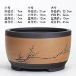 pots bonsaï porcelaine beige noir vert olive branches fleurs dessinées classique traditionnel