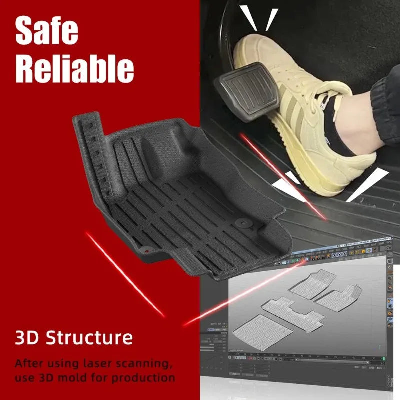 tapis sol voiture noir rayures horizontales moderne fibre synthétique tpe protection facile nettoyageintérieur accessoire