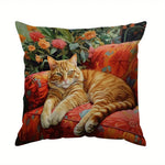 taies d'oreiller animaux imprimées tigres chats chiens orange noir blanc vert polyester peachskin 45x45cm