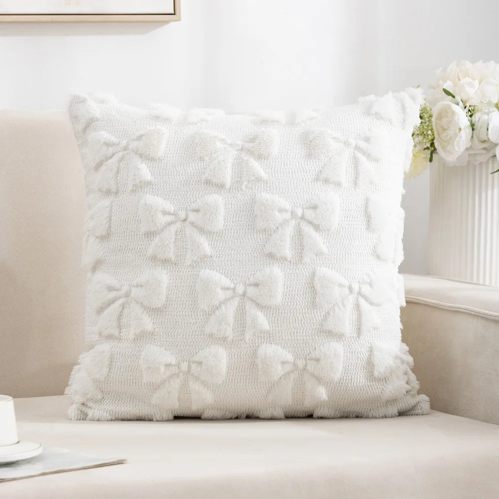 housse coussin décoration moderne rose clair blanc motifs floraux polyester coton 45cm lit chambre