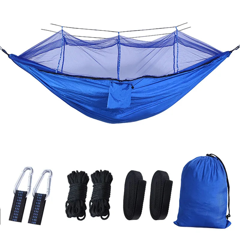hamac camping extérieur portable deux personnes vert olive camouflage simple moustiquaire nylon poids léger