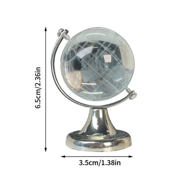 globe terrestre transparent verre relief géographique argenté décoration maison vintage miniature