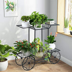 chariot fleurs métal forgé vintage niveaux pots succulentes plantes moyennesextérieur decoration noir