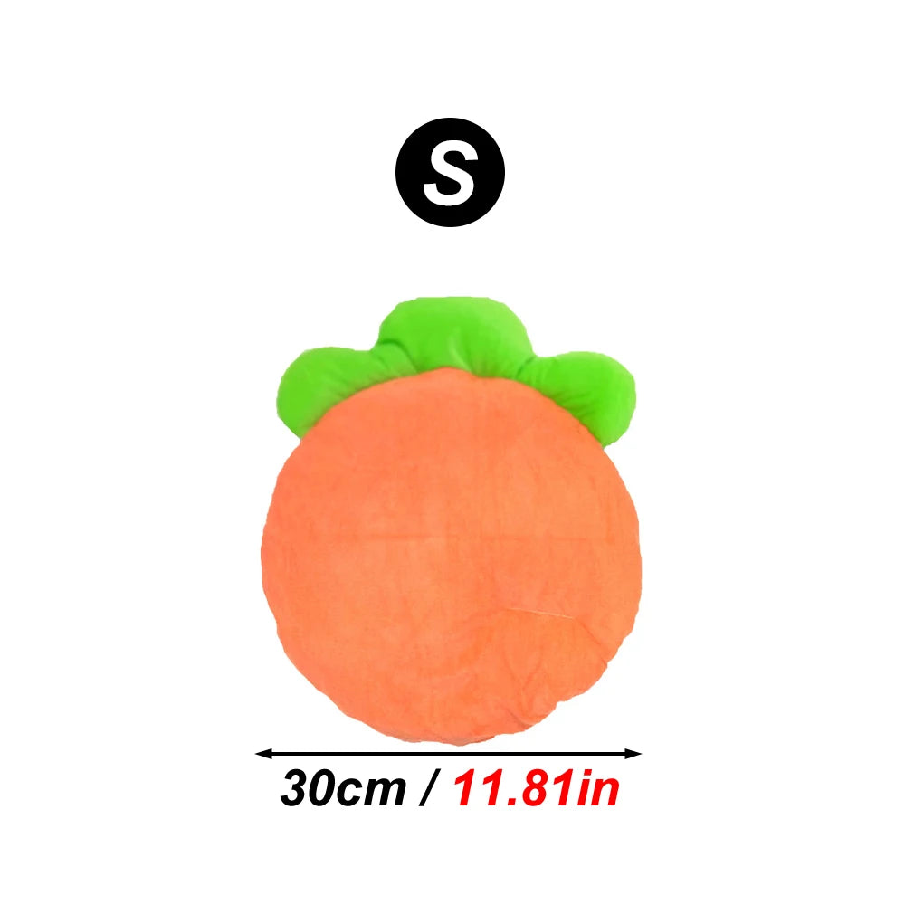tapis coussin animal compagnie forme carotte orange vert texturé velouté ludique 30cm 40cm 50cm