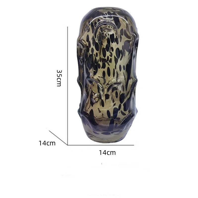 vases modernes transparents colorés points ondulés marron vert noir bleu