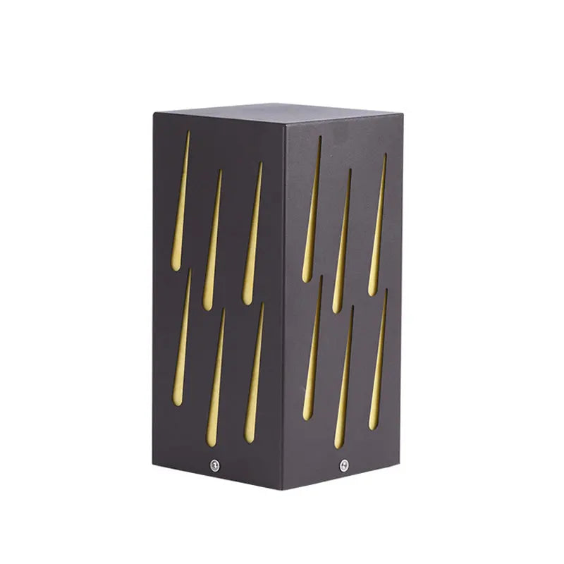 lampe solaire contemporaine noir doré lignes verticales ip65
