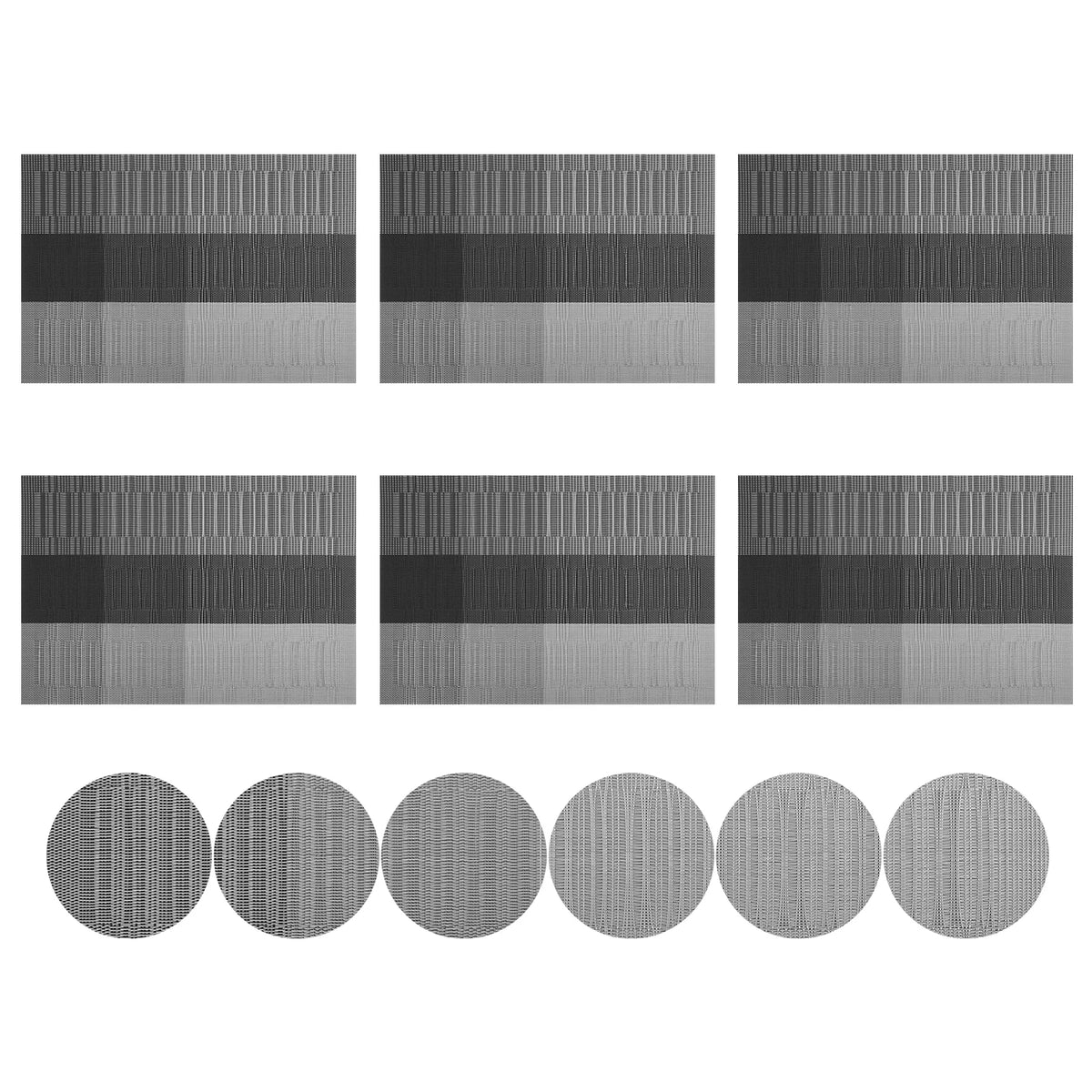 serviettes table modernes gris noir rayures horizontales adhésives faciles nettoyer pièces 12 cercles