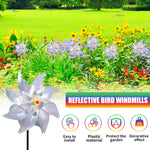 soufflet oiseaux girouette argent arc ciel extérieur décoration jardin ludique fixe pales holographiques 10