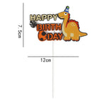 décoration gâteau enfant dinosaure cartoon palmiers ballons happy birthday motifs floraux tringle festif anniversaire