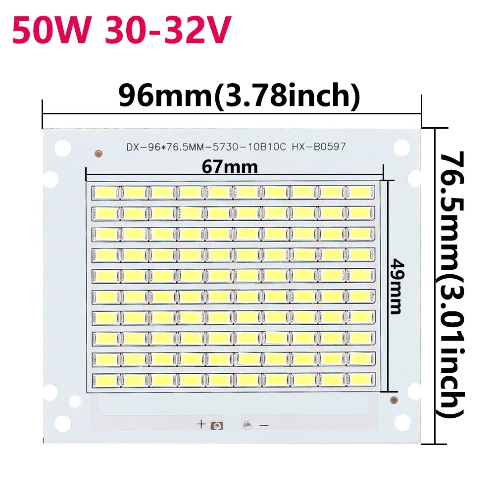 ampoule led 50w blanc 6500k module carré transparent moderne éclairage industriel fixations