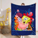 couverture polaire dessin animé bob l'éponge multicolore bleu vert enfant moderne hand wash toutes
