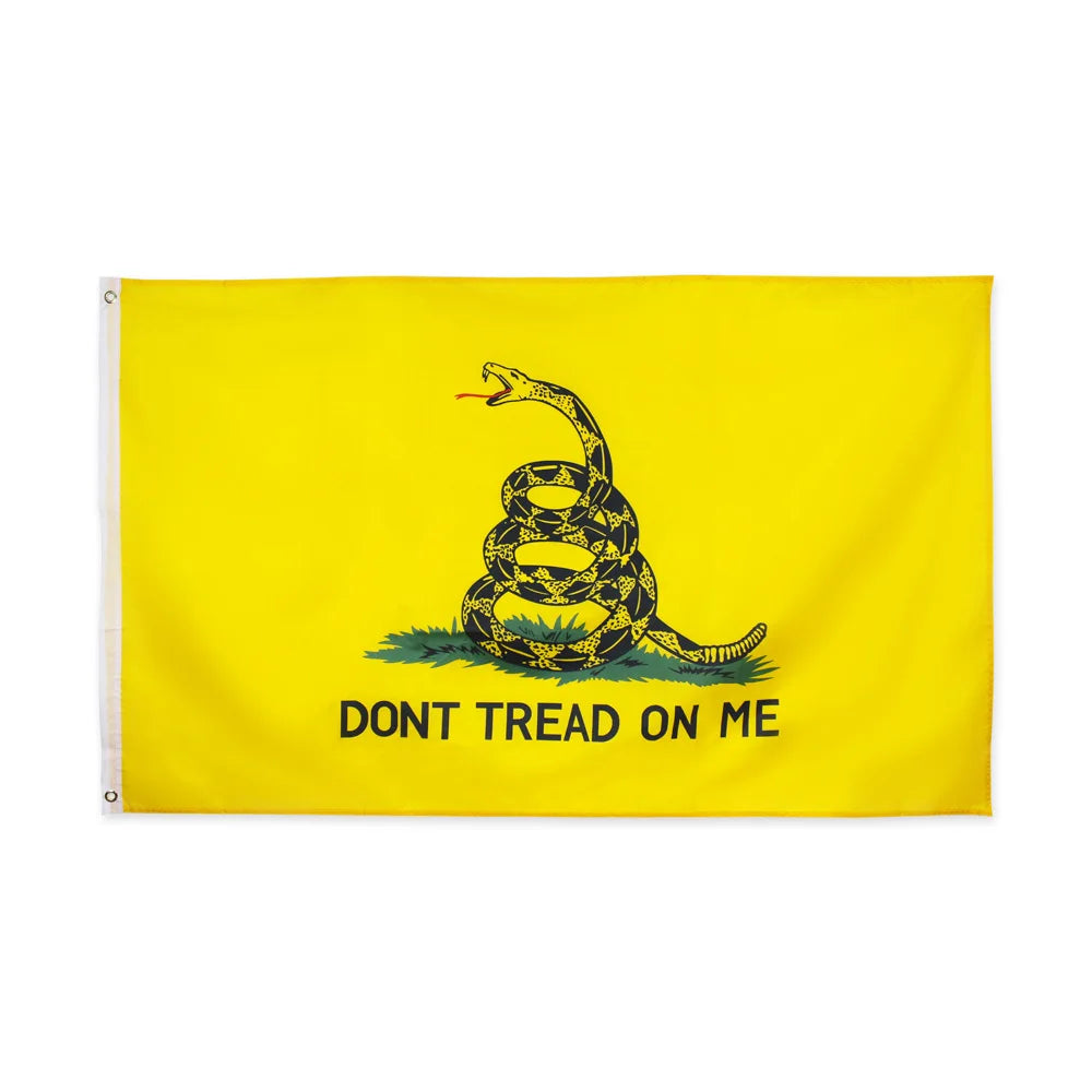 drapeau jaune noir serpent tread on me dorés bordure blanche classique patriotiqueextérieur Polyester