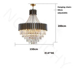 lustre led moderne élégant cristal noir doré transparent salon restaurant