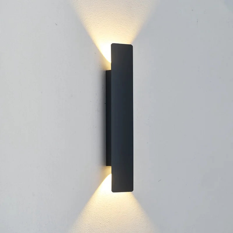 applique murale moderne extérieure led 18w aluminium hydrofuge ip65 noir 61cm