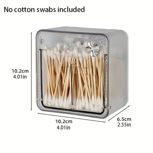 boîtes rangement transparentes moderne coton tiges lingettes lentilles contact adhésif minimaliste salle bain coiffeuse
