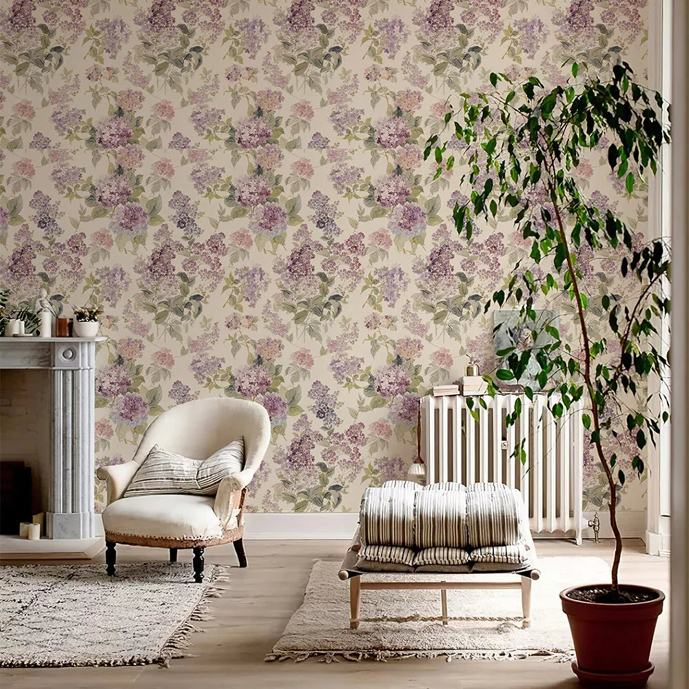 papier peint fleurs violettes adhésif pvc relief intérieur salon chambre enfant cuisineOpaque papier peint