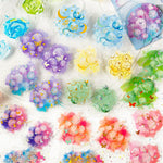 sticker floral abstrait adhésif bleu violet rose vert doré fleur étoile lune papillon