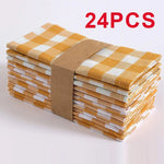 serviettes table orange blanches carreaux classiques pack 12 24 cm45cm