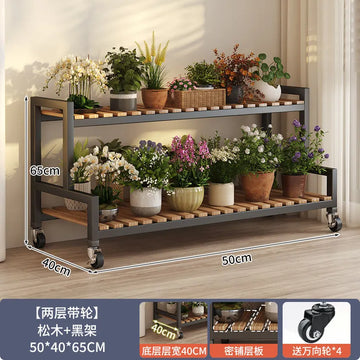 étagère fleurs mobile bois métal blanc roulettes jardin intérieur