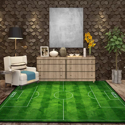 Tapis de décoration chambre verte pour enfants avec motif rayé