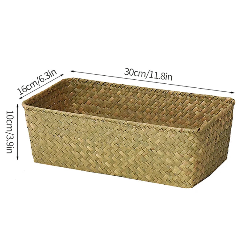 panier rangement paille marron clair rustique multifonctionnel réutilisable respectueux environnement tổ chức đồ dùng
