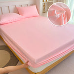 housse lit coton élastique uni moderne blanc bleu marine beige rose