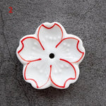 porte bâtonnets encens fleurs stylisées céramique artisanal rose bleu vert blanc jaune pâle marine