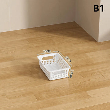 panier rangement perforé moderne poignées réutilisable articles divers boîte plastique beige clair