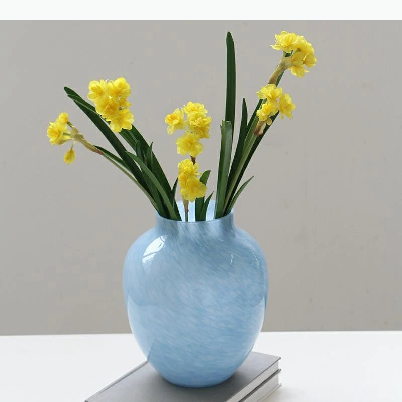 vase verre dégradé rose pâle moderne marbré tulipes décoration intérieure élégante fraîcheur sophistication durable