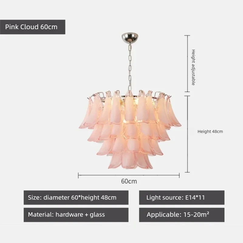 Suspension lumineuse moderne verre blanc translucide chaîne organique 50cm 60cm 80cm lumière froide naturelle